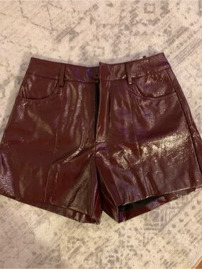 High-Waist Burgundy faux leather Shorts